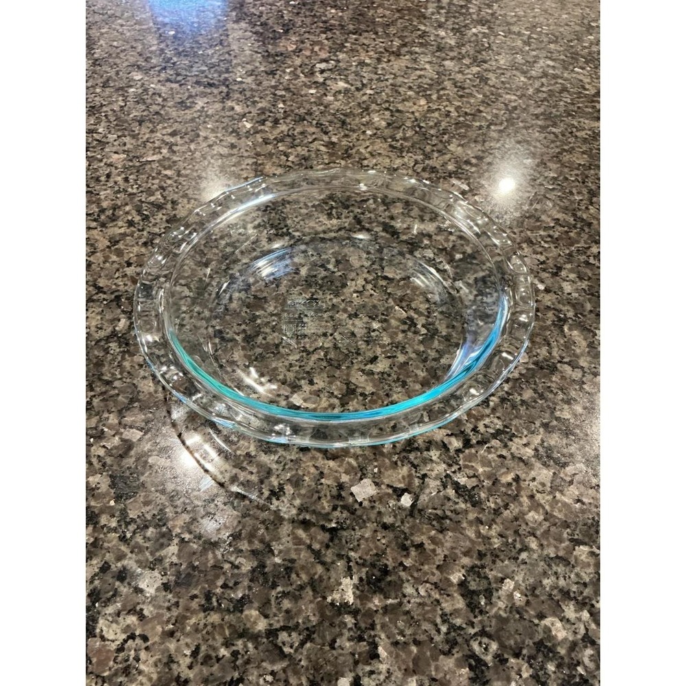 Vintage Pyrex Pie Dish 9.5 Inch Clear Glass Scalloped Rim Handles 229